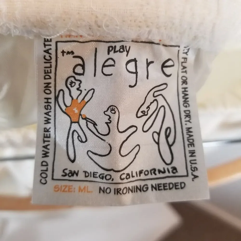 Play Alegre Hand Painted Linen Art To Wear Skirt Jacket Set Cream Size M/L